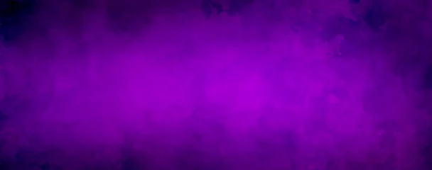 Foto auf Acrylglas Dark purple halloween background and dark border vignette with old distressed peeling paint grunge on vintage metal or stone texture  © lumerb