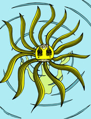 yellow sun in blue water