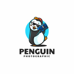 Vector Logo Illustration Penguin Mascot Cartoon Style.