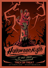 Halloween night Party Poster Vector