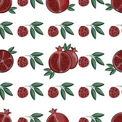 fruit pomegranate seamless pattern fabric textile print vector illustration