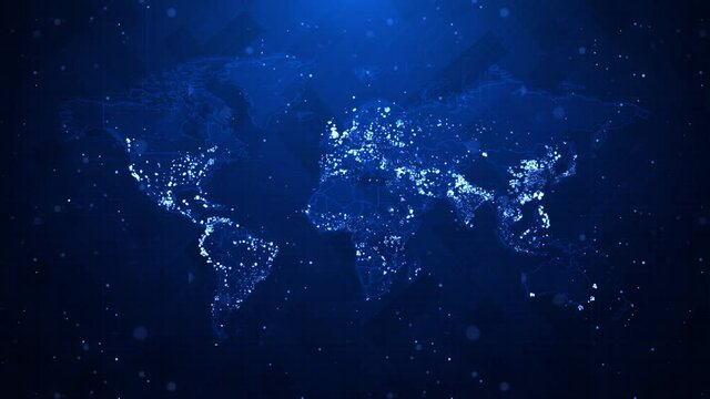 4K Broadcast World News loop Background World Map Connecting. Politics, Social, History News Animation. Modern Business Global communication Digital technology. internet of things.