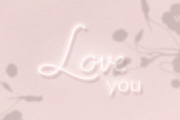 Love you neon word on pink background vector