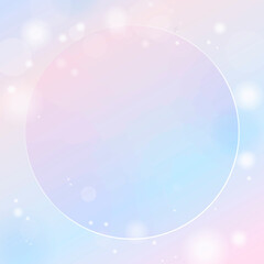 Round frame on pink and blue gradient with Bokeh light background vector