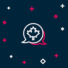 Line Canadian maple leaf icon isolated on blue background. Canada symbol maple leaf. Colorful outline concept. Vector