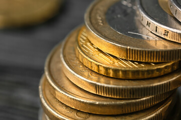 Stack of coins, closeup view