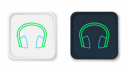 Line Noise canceling headphones icon isolated on white background. Headphones for ear protection from noise. Colorful outline concept. Vector