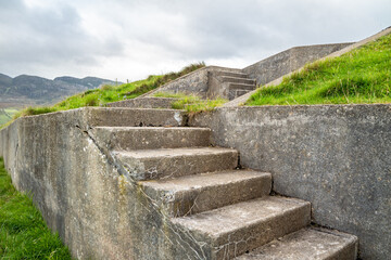 The ruins of Lenan Head fort at the north coast of County Donegal, Ireland.