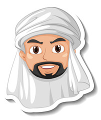 Arab man cartoon sticker on white background