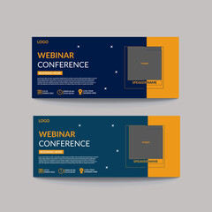 Webinar business conference social media facebook cover banner.Online business conference banner design