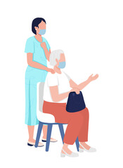 Women on doctor visit semi flat color vector characters. Posing figures. Full body people on white. Consultation isolated modern cartoon style illustration for graphic design and animation