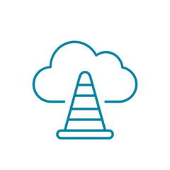 
Cloud under construction line icon. Cloud computing with road cone symbol. Server maintenance work. Network error sign. Web page loading problem. Denied access. Vector illustration, flat, clip art.
 - obrazy, fototapety, plakaty