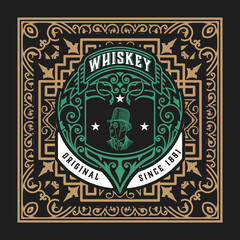 Whiskey label with old frames