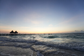 sunset on the ocean in mexico in the evening