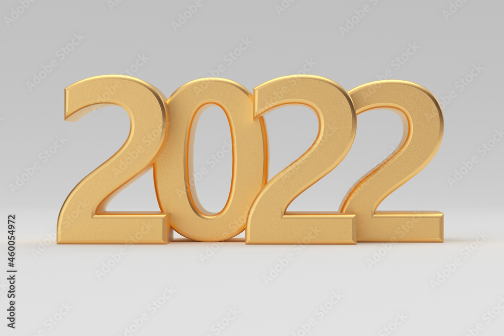 Poster new 2022 year golden sign. 3d rendering
