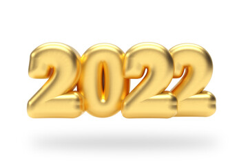New 2022 Year Golden Inflated Bubble Sign. 3d Rendering