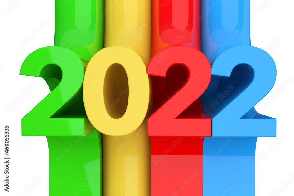 Poster abstract new 2022 year sign. 3d rendering
