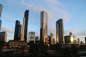 Plakat Melbourne skyline at sunset, Australia