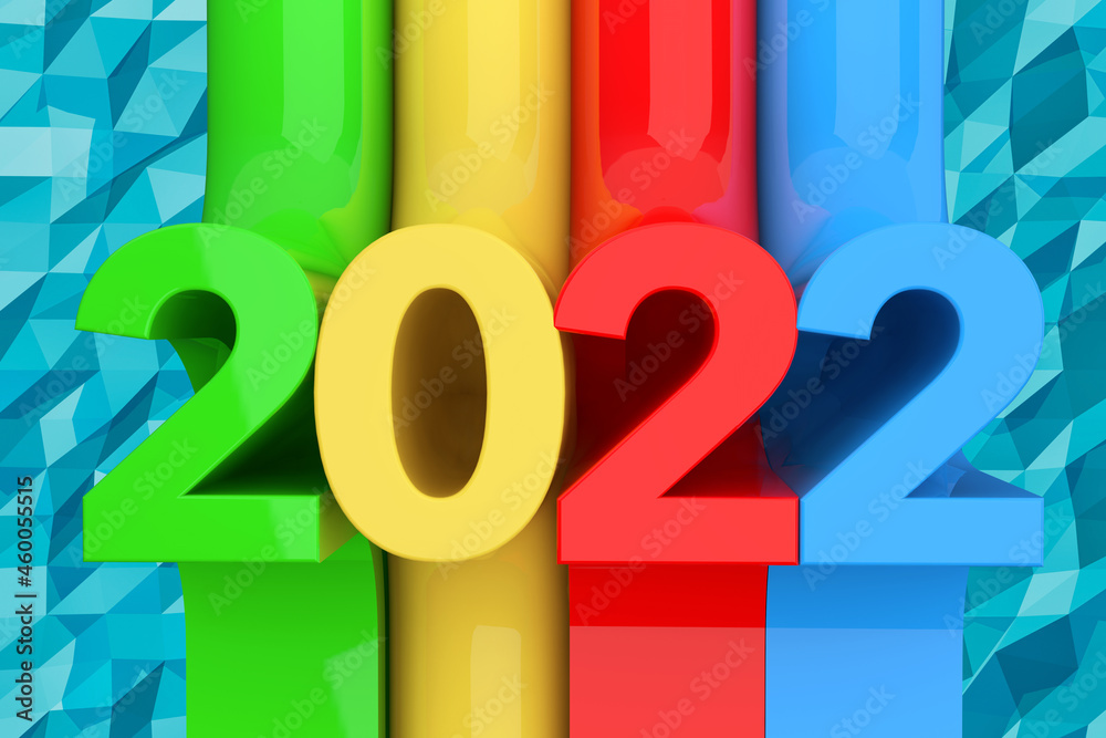 Poster Abstract New 2022 Year Sign. 3d Rendering