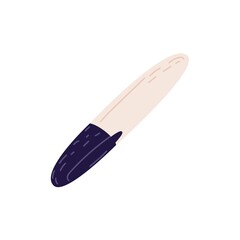 Highlighter or whiteboard marker pen. Plastic fine liner closed with cap. School object for highlighting and marking. Flat vector illustration isolated on white background