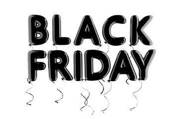 Black Balloon Black Friday Sign. 3d Rendering