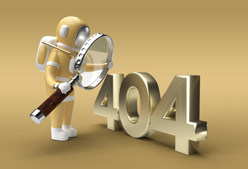 3d Render Astronaut Holding Magnify Glass with 404 Pen Tool Created Clipping Path Included in JPEG Easy to Composite.