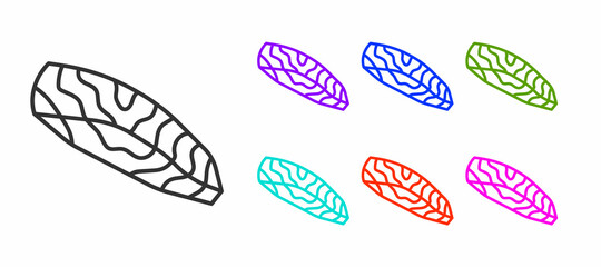 Black line Fish steak icon isolated on white background. Set icons colorful. Vector