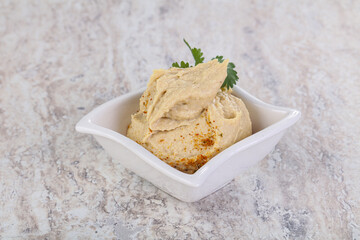 Traditional Jewish Hummus with olive oil