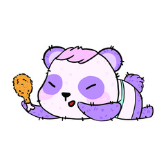 Cute Panda Holding a Drumstick Illustration