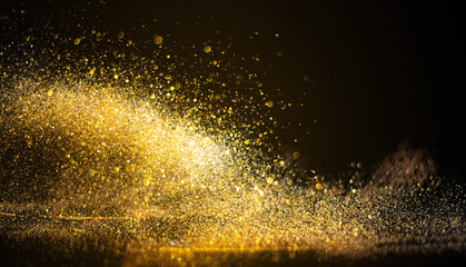 blurred glitter bombs, gold glitter defocused abstract Twinkly Lights grunge Background. - 460057753