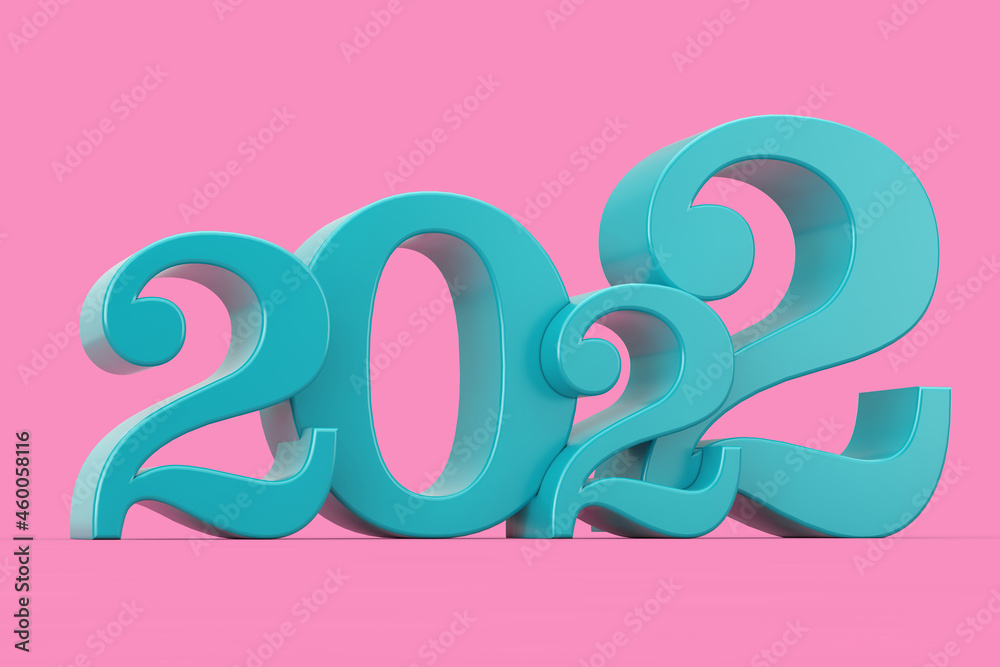Aufkleber 2022 new year blue sign in duotone style in duotone style. 3d rendering