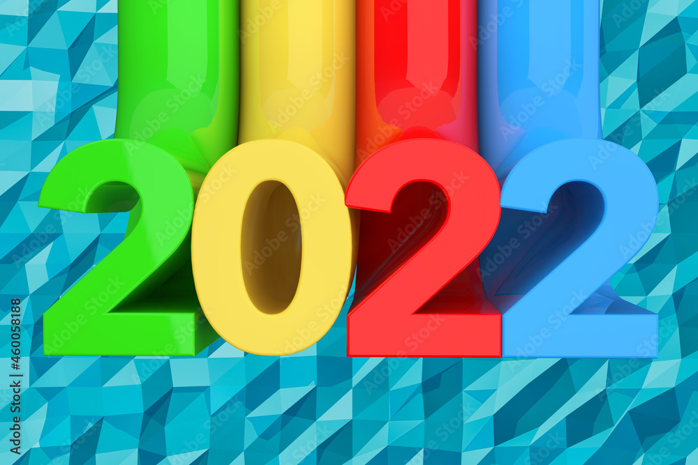 Poster Abstract New 2022 Year Sign. 3d Rendering