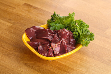 Raw chicken liver in the bowl