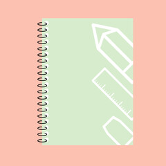 flat design Pastel color notebook vector image On an Pastel color background.Cute concept,minimal,cartoon.