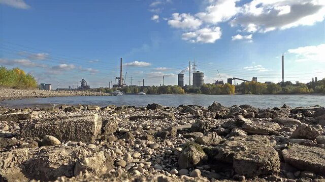 Steel company producing close to the river rhine in Germany