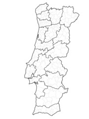 Mapa portugal com regiões e concelhos, distritos - 460059931