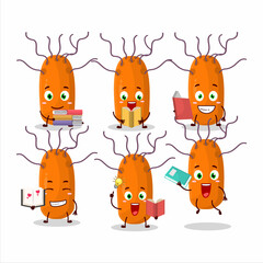 A picture of duvinacovirus cartoon character concept reading an amusing book