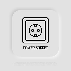 Power socket thin line icon. Modern vector illustration.