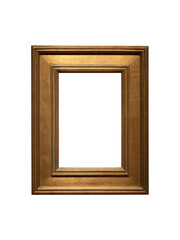 Vintage golden wood frame isolated on white background