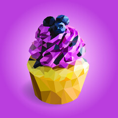 Lowpoly blueberry cupcake