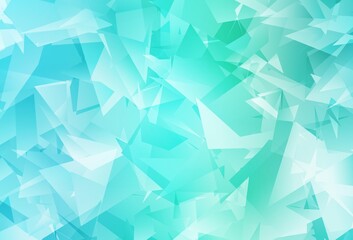 Light Green vector shining triangular backdrop.