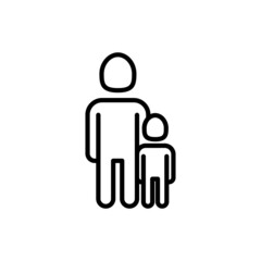 Single father and child thin line icon. Modern vector illustration.