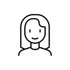 Obraz na płótnie Canvas Smiling woman thin line icon. Modern vector illustration of avatar.