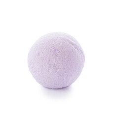 Lavender bath bomb on white background