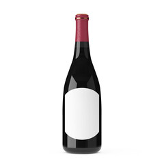 Wine Bottle With White Blank Label Mockup for Your Design. 3d Rendering