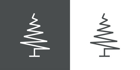 Logotipo lineal árbol abstracto con ramas en forma de triángulo en zigzag en fondo gris y fondo blanco