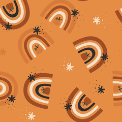 Baby seamless pattern with cute rainbows.