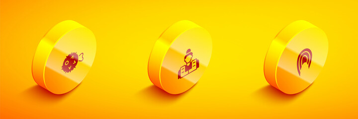 Set Isometric Fish hedgehog, Fisherman and steak icon. Vector