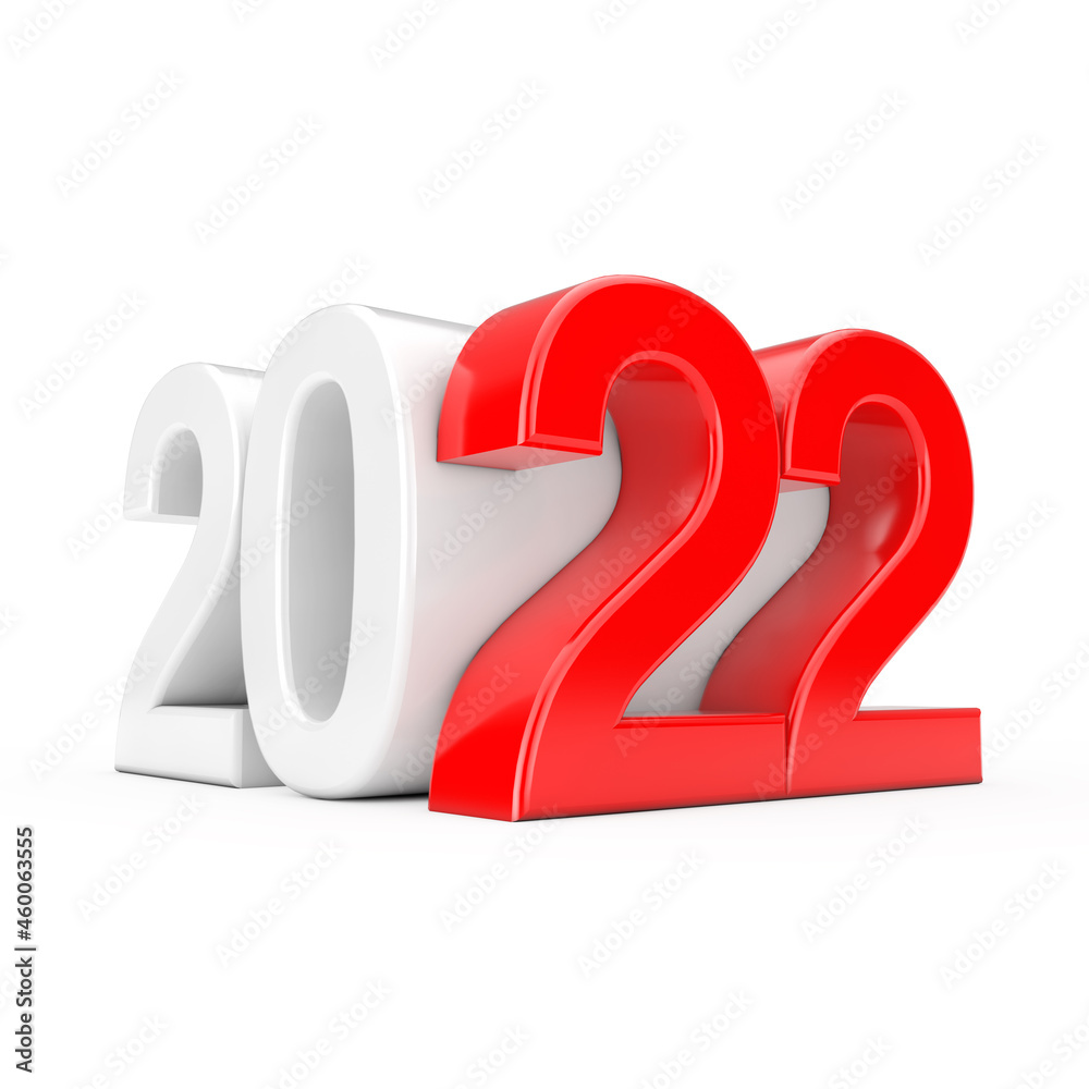 Poster happy new 2022 year sign as cube. 3d rendering