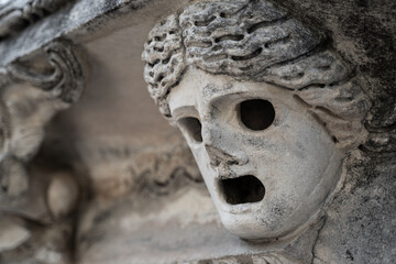 stone caryatid female on Greek temple
